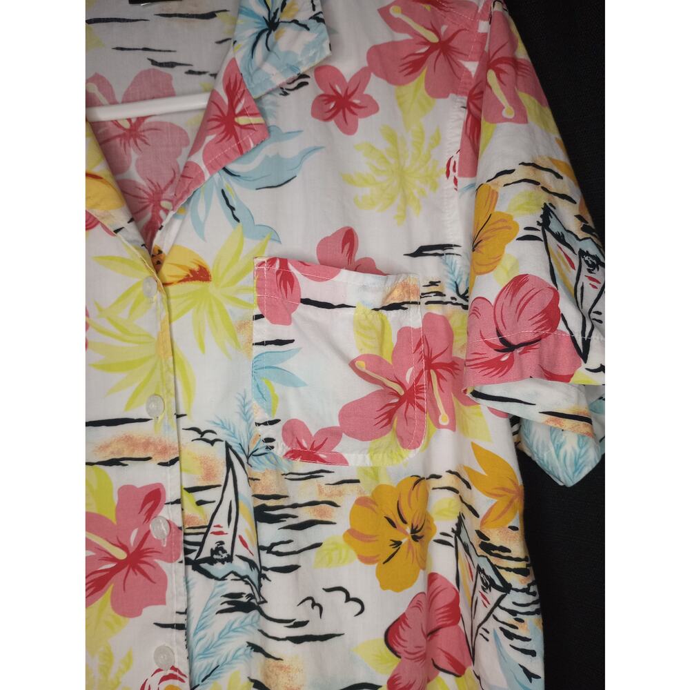 VTG 90s ERIKA floral tropical button down short blouse - Picture 3 of 6